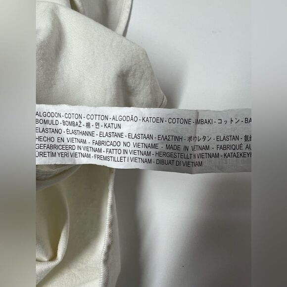 Zara Mens Slim Fit Button Down Long Sleeve Collared Corduroy Off white ivory M - Picture 6 of 7
